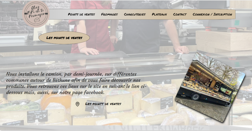 page d'accueil du fromager ambulant